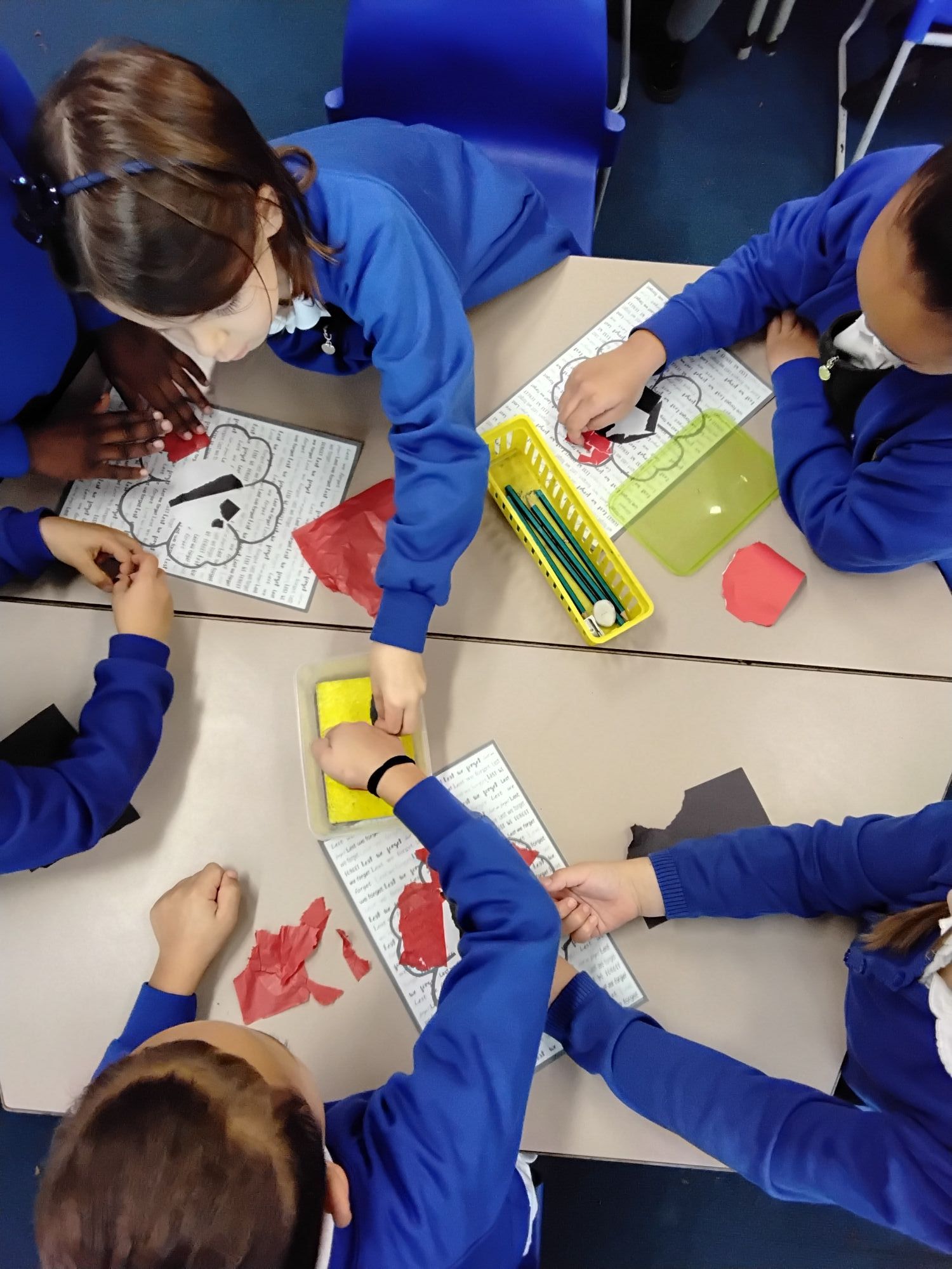 Remembrance day poppies made out of paper