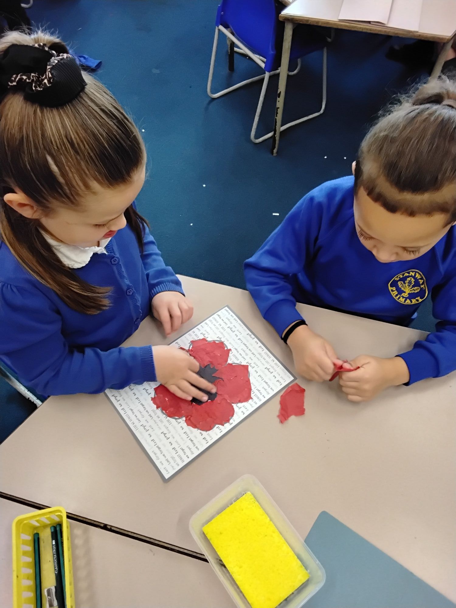 Remembrance day poppies made out of paper