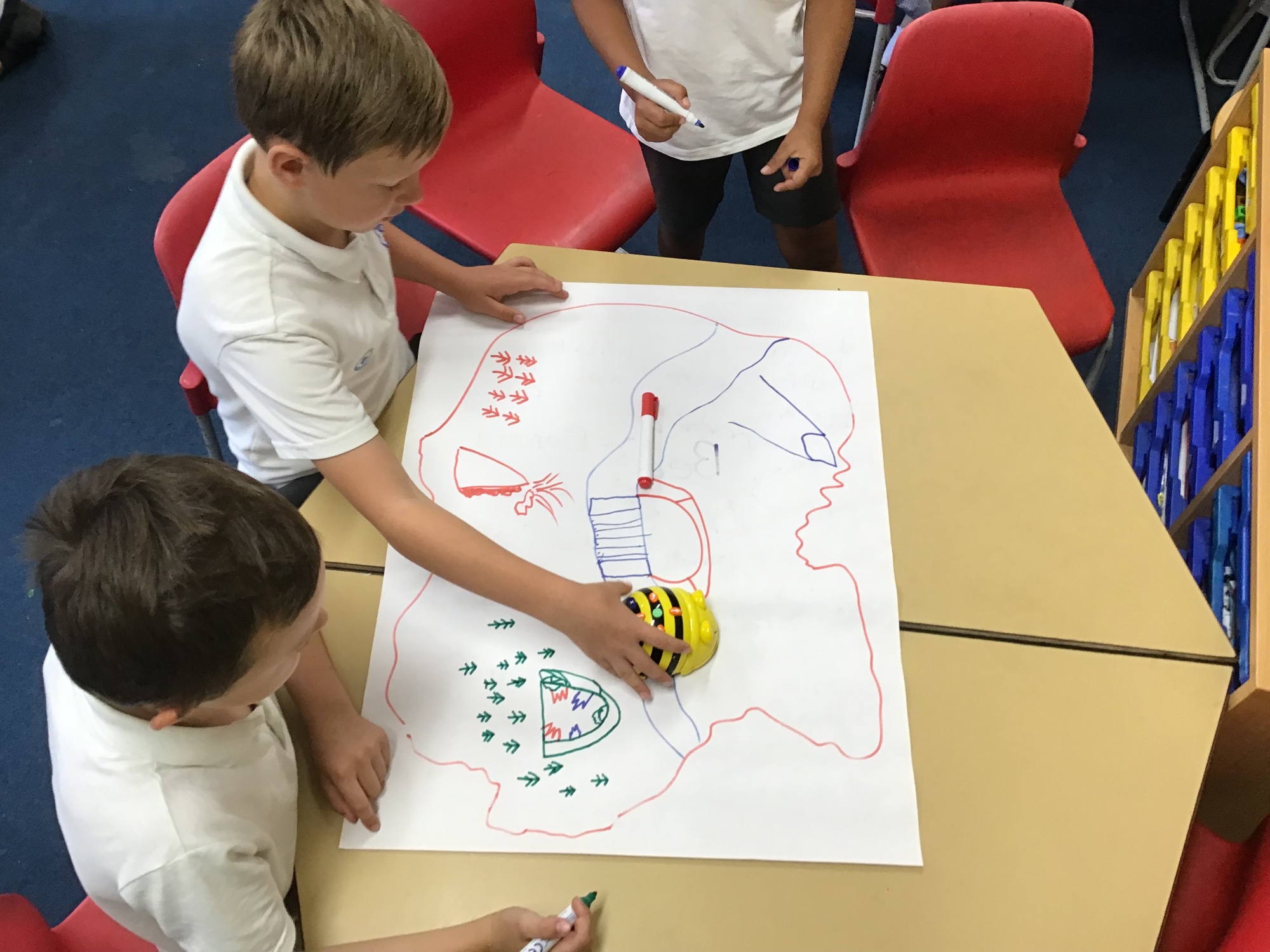 Children using Beebots