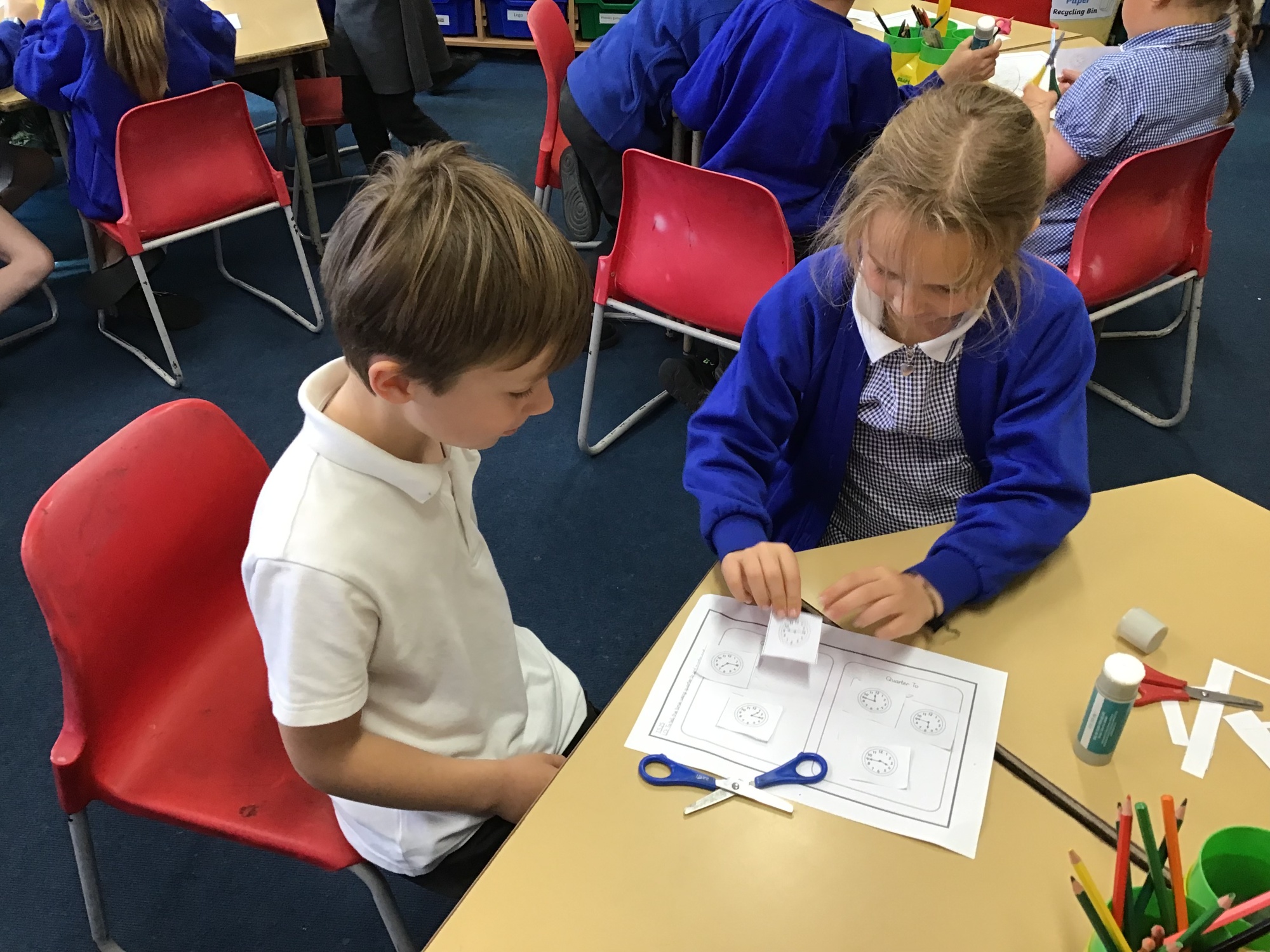 Children completing a maths task