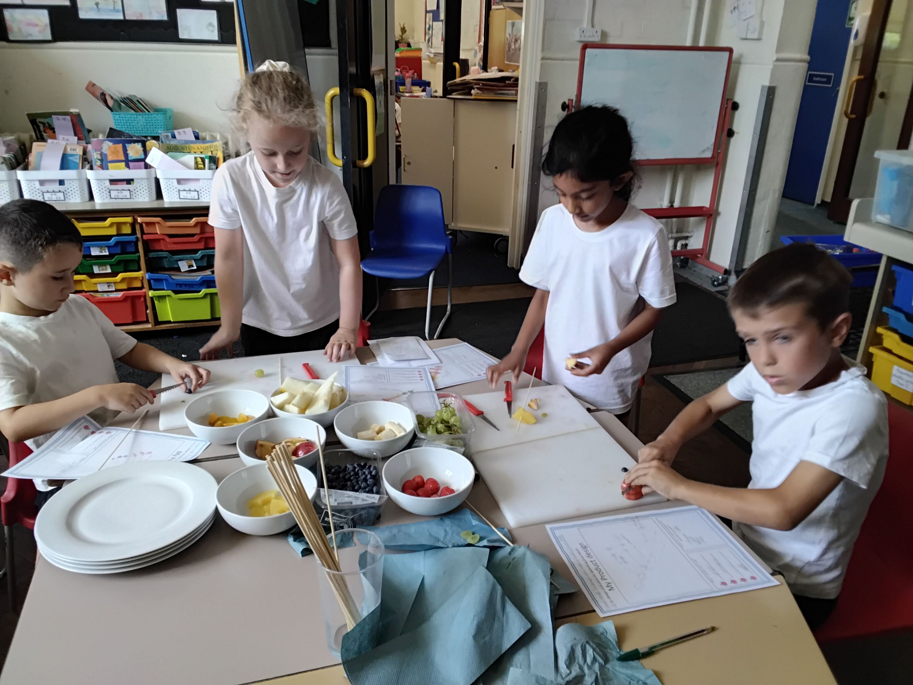Making fruit kebabs