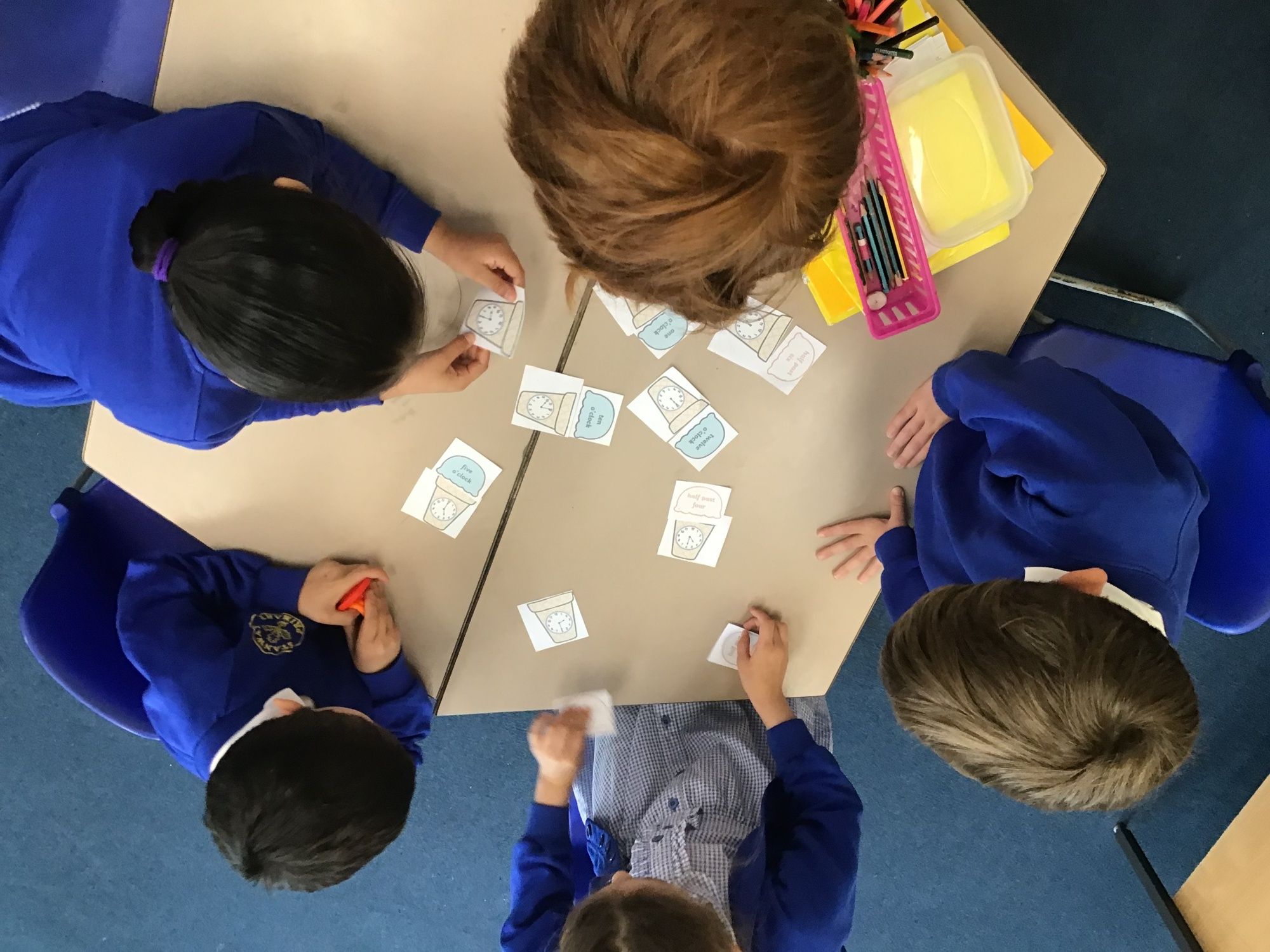 Children matching up the time