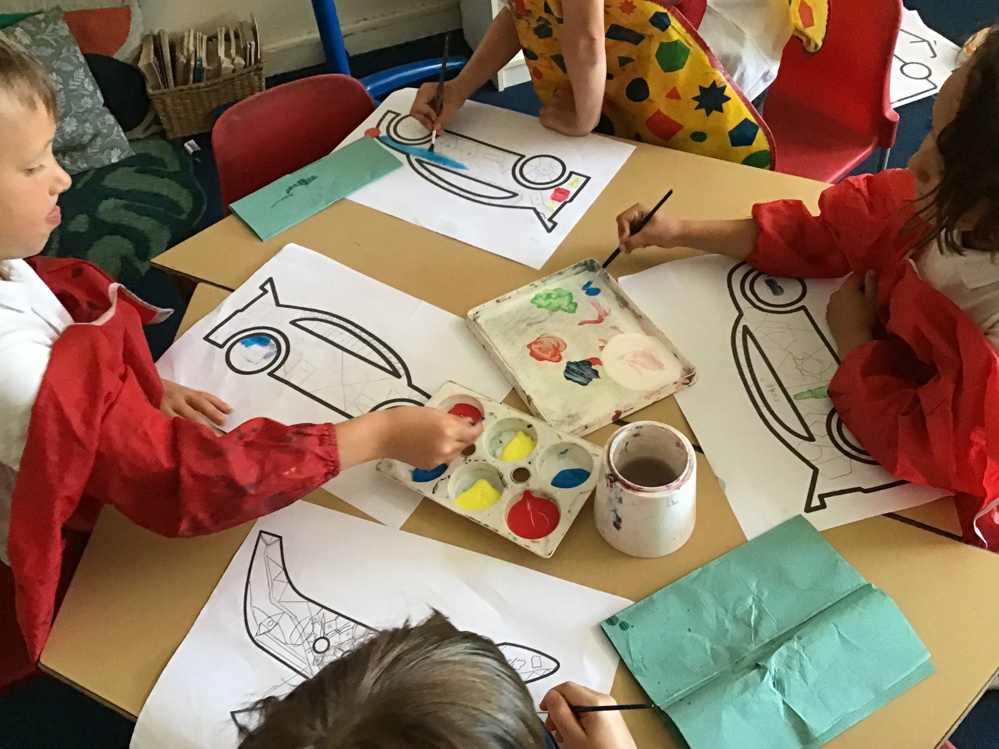 Children completing art work