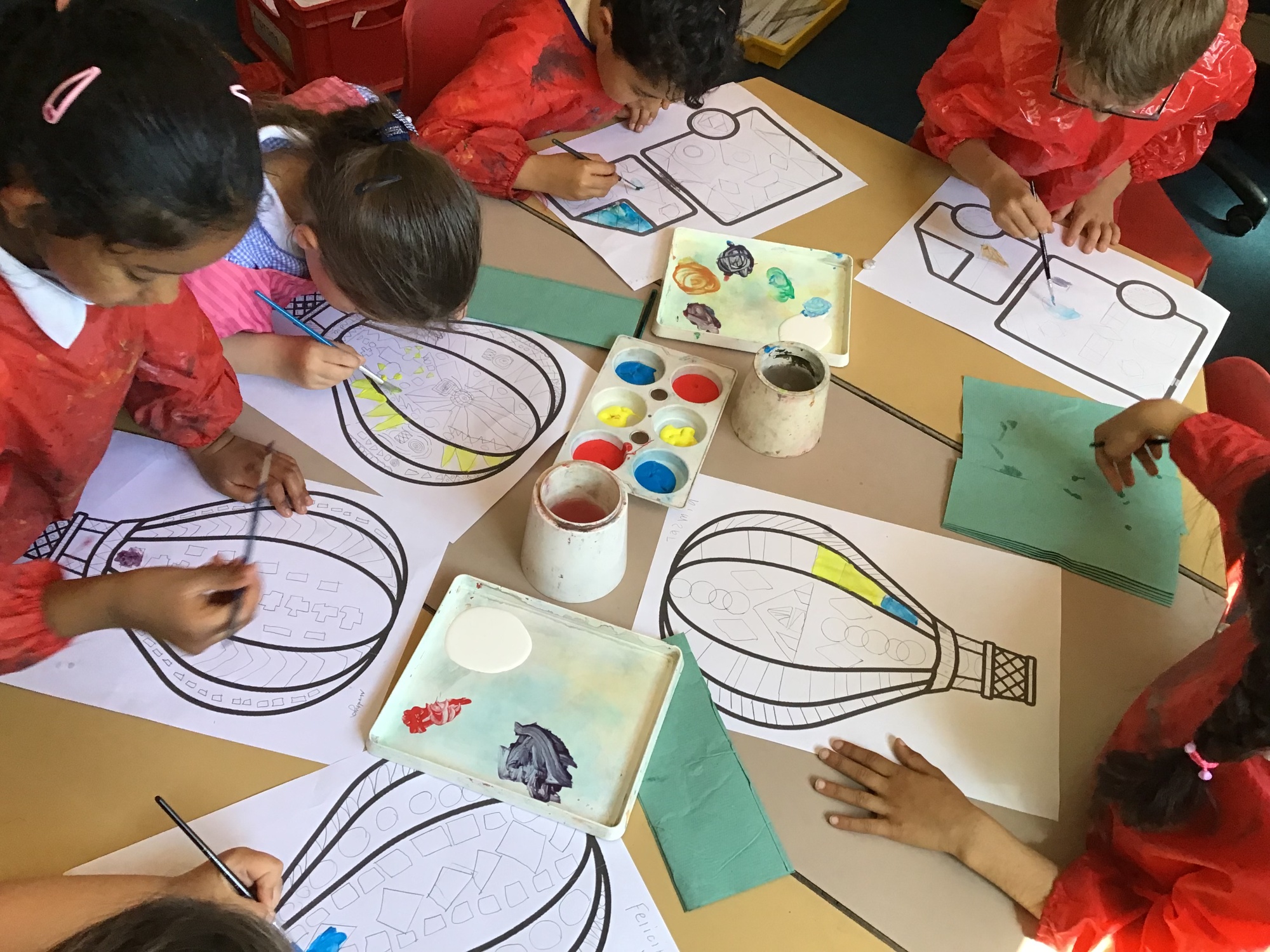 Children completing art work