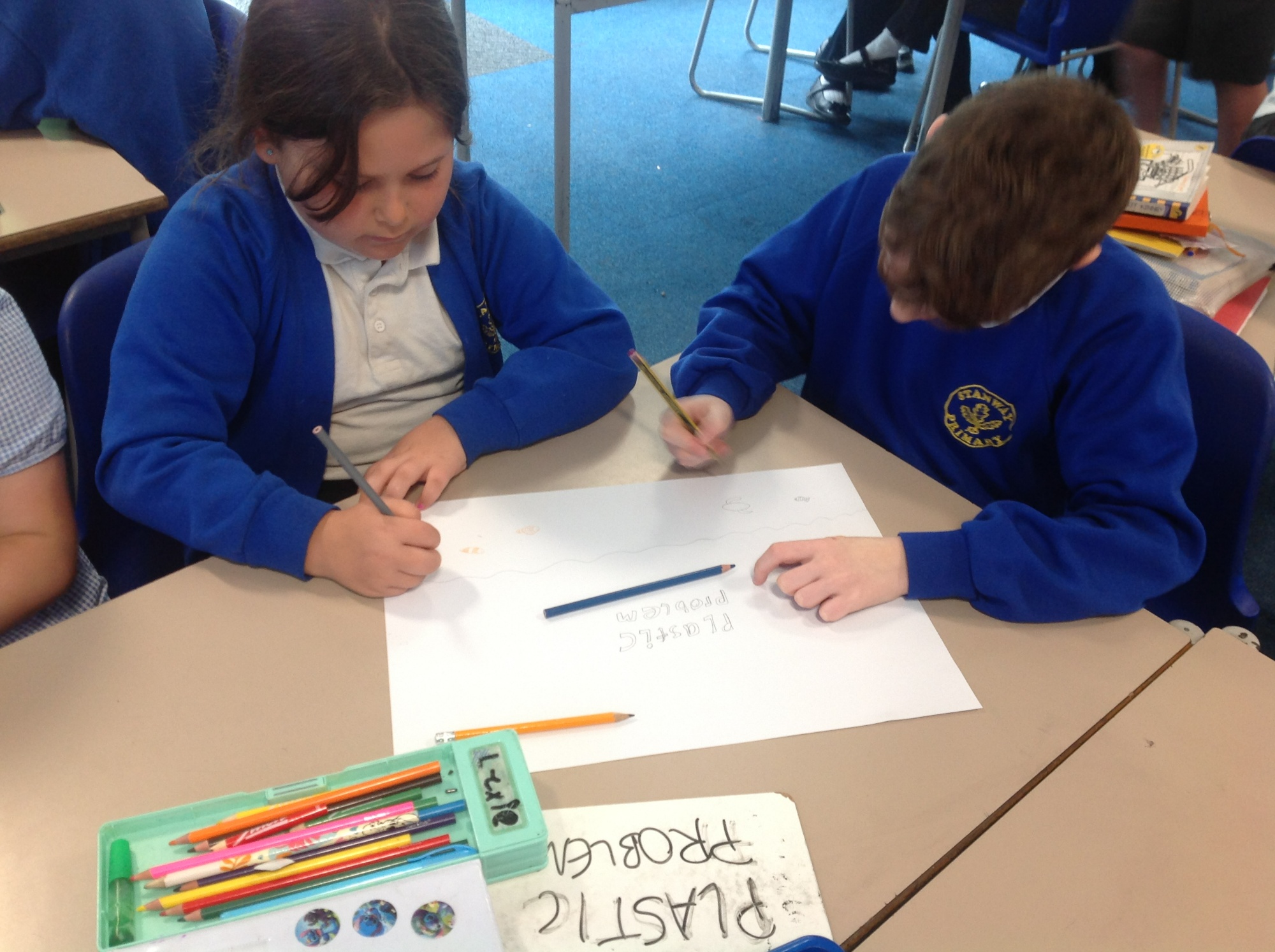 Children making poster