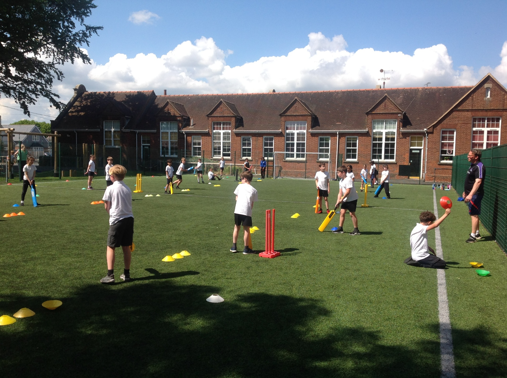 children playing cricket