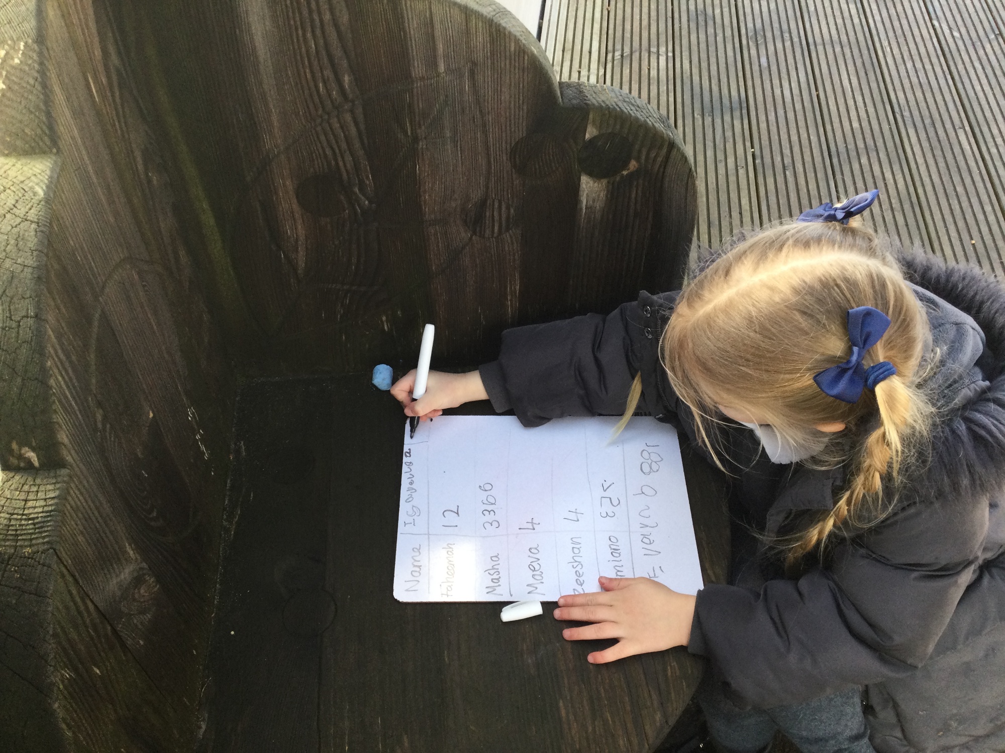 Child practicing numbers