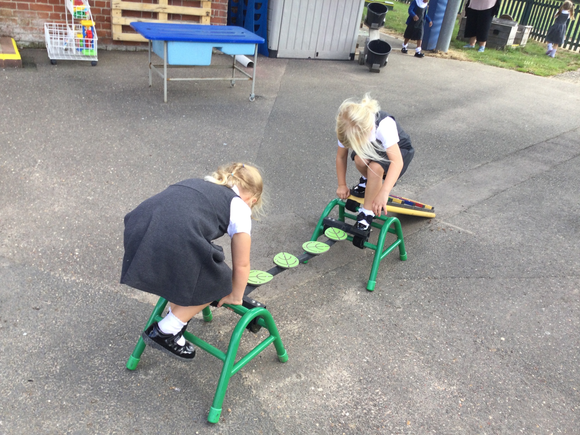 Children playing on climbing frame